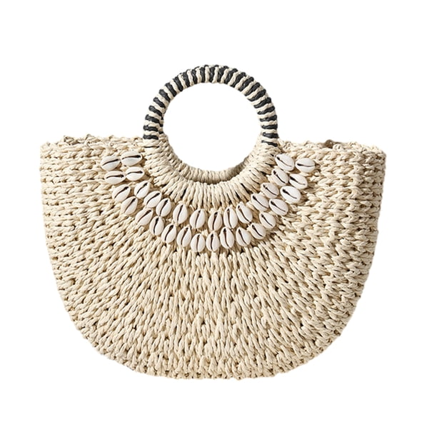 Bolso de playa de verano para mujer, bolso de mano grande de paja hecho a mano, bolso de mano para mujer, bolso de verano tejido a mano tipo hobo