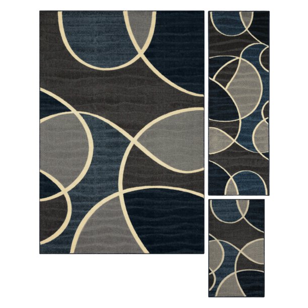 Better Homes & Gardens Geo Waves Area Rug Set, Navy