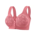 thumbnail image 3 of Women 1PC Wirefree Front Closure Breathable Bras, Daily, Everyday Bra, No Underwire, Gathering Support, Lift, Cotton Feel Comfy Bra for Large Cup Women | TruBelle,Watermelon Red L, 3 of 8