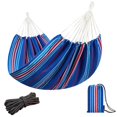 thumbnail image 1 of Hamaca Doble Brasileña JoyView 220x150cm con Rayas Azules, Capacidad 204kg, 1 of 7