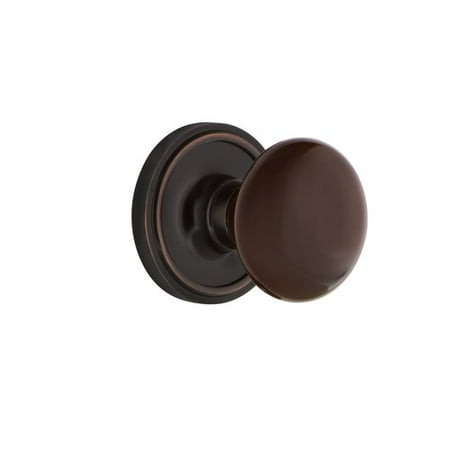 Nostalgic Warehouse Brown Porcelain Door Knob with Classic Rosette