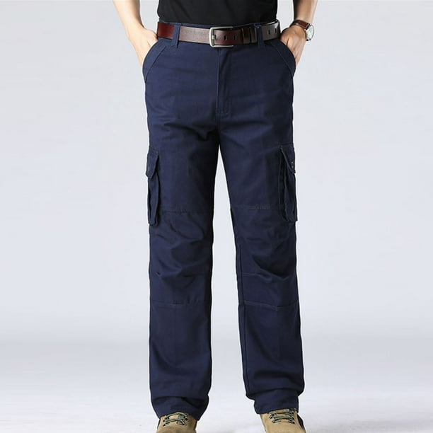 Pantalones largos para hombre, para actividades al aire libre, gruesos, de pierna recta, para montañismo, con múltiples bolsillos, para hombre