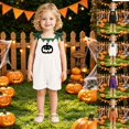 thumbnail image 6 of Unisex kids Corduroy Short Overalls, Pumpkin Felt Appliques Sleeveless Dungarees with Pockets, Comfort Baby Outfit for First Halloween Photoshoots and Pumpkin Patch Visits for 1-7 Years, 6 of 9