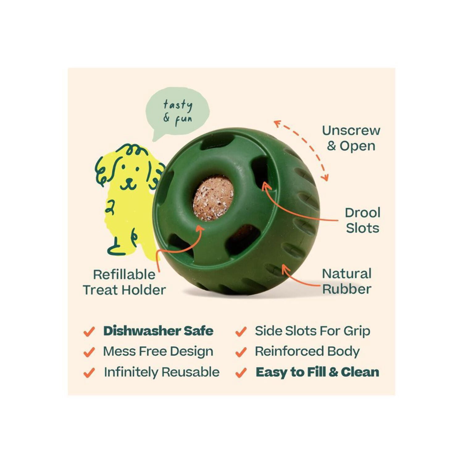 Woof The Pupsicle Treat Dispensing Dog Toy, Forest Green, X-Large