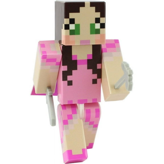 Pink Dress Green Eyed Girl Action Figure Toy, 4 Inch Custom Series Figurines by EnderToys