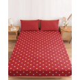 thumbnail image 2 of King Size Fitted Sheet Set - Color Polka Dot 3 Piece Bedding Sets 16" Deep Pocket Fitted Sheet with 2 Pillowcases, Modern Simple Geometric Red Brushed Microfiber Hotel Luxury Bed Sheets, 2 of 9