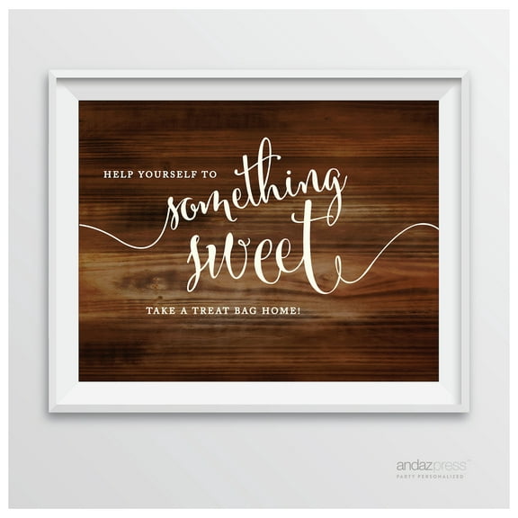 Take A Treat Bag Home Rustic Wood Wedding Party Signs