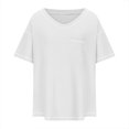 thumbnail image 4 of Women's Knit Short Sleeve Top Summer Loose Solid Blouse Casual V Neck 3/4 Sleeve Shirt, 4 of 5