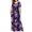 ZA-Purple, variant on JSheng Ladies Printing Long Dress with Pocket Summer Short Sleeve Round Neck Solid Color Casual Flowy Dress