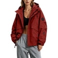 thumbnail image 2 of Waterproof Rain Jackets for Women Oversized Loose And Hooded Windproof Outdoor Mountaineering Water- Full-zip Parka Casual Jacket, 2 of 7