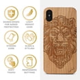 thumbnail image 4 of Case Yard Wooden Case Outside Soft TPU Silicone, Slim Fit Shockproof Wood Protective Phone Cover for Girls Boys Men and Women, Supports Wireless Charging Victorian Lion Design case for iPhone-X, 4 of 7