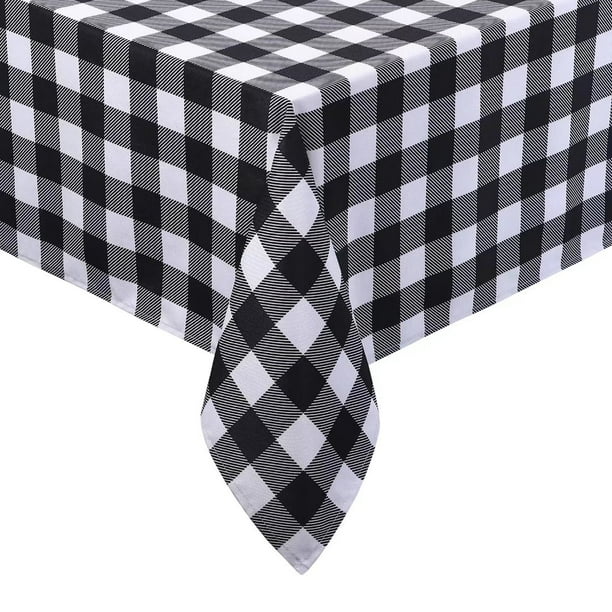 GlowSol Black White Rectangle Checkered Tablecloth, Waterproof Buffalo ...