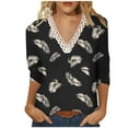 thumbnail image 1 of HKEJIAOI Blouse d'Été à Col Rond Imprimé Floral à Manches 3/4 pour Femmes, 1 of 5