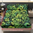 thumbnail image 2 of COEQINE Full Size Sheet Set Comfy Easy Care 3 Pieces Bedding Set Include 1 Fitted Sheet & 2 Pillowcases, All Around Elastic Fitted for St. Patrick's Day Decor, Modern Clover Green, 2 of 5