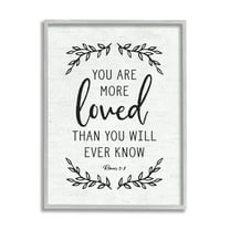 Stupell Industries You Are Loved Bible Verse Scripture Religious Quote Graphic Art Gray Framed Art Print Wall Art, Design by Lettered and Lined