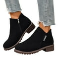 thumbnail image 1 of Womens Ankle Boots Stylish Simple Suede Round Toe Chunky Low Heel Winter Fall Slip on Short Booties with Side Zipper, 1 of 7