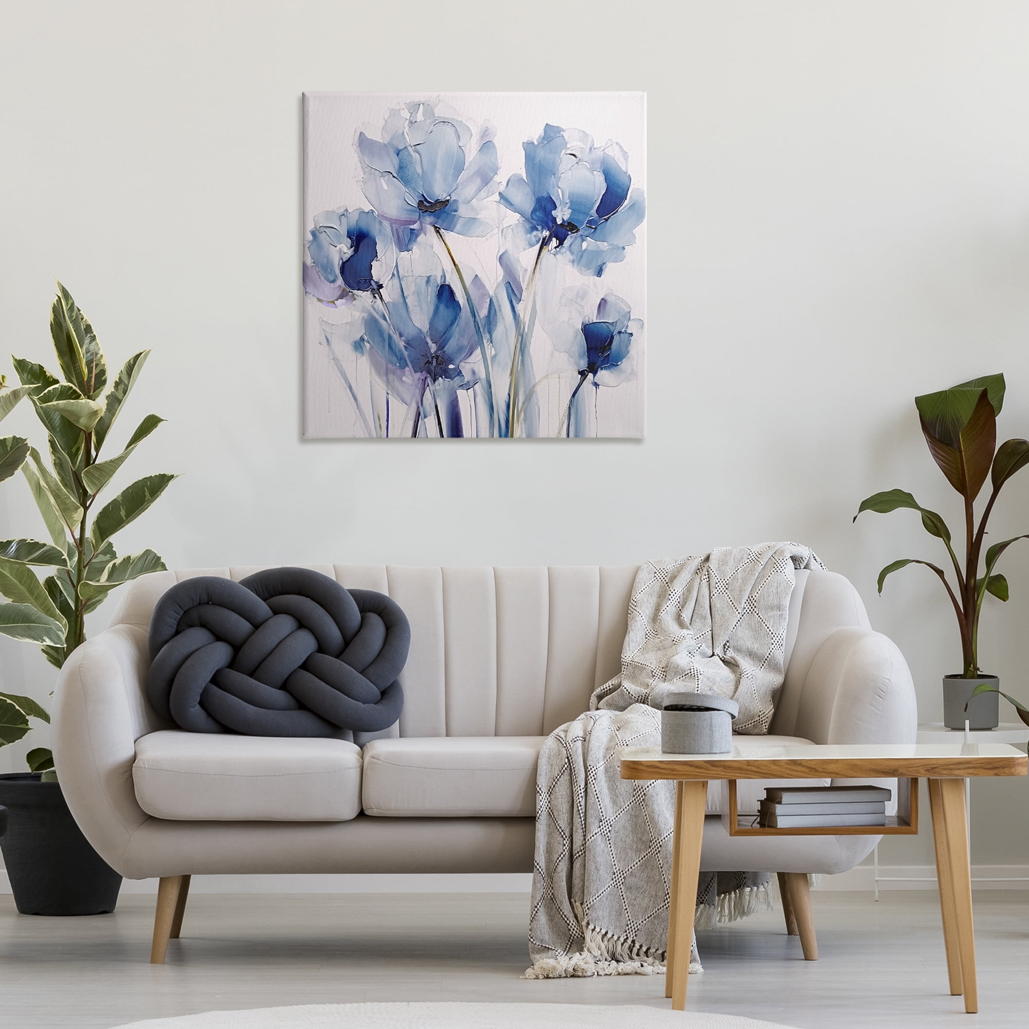 Stupell Industries Abstract Blue Tulips Botanical & Floral Painting Gallery Wrapped Canvas Art Print Wall Art, 30 x 30