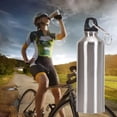 thumbnail image 2 of Stainless Steel Tumbler 400Ml Reusable Water Bottle With Screw Top Carabiner Clip Lid For Outdoor Sports Gym Travel Camping Hiking 01-Silver, 2 of 4