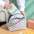 thumbnail image 2 of Wisolt Women's Lunch Bag,Stain Resistant,Reusable,Nylon,Gray Checkered (9 x 5.5 x 7.7 inch), 2 of 7