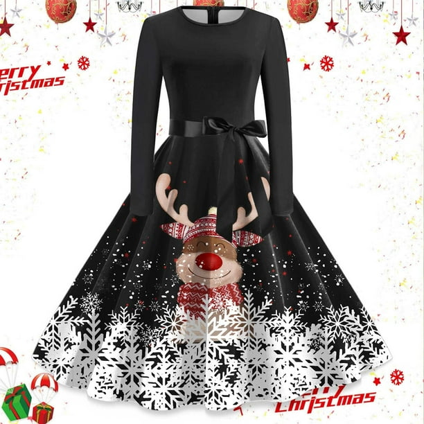 Vestidos Casuales Para Mujer 派对 Moda Femenina Casual Navidad Cuello En V Mujeres Navidad Gráfico Elegante Vestidos Sin Mangas Moda Sexy Floral