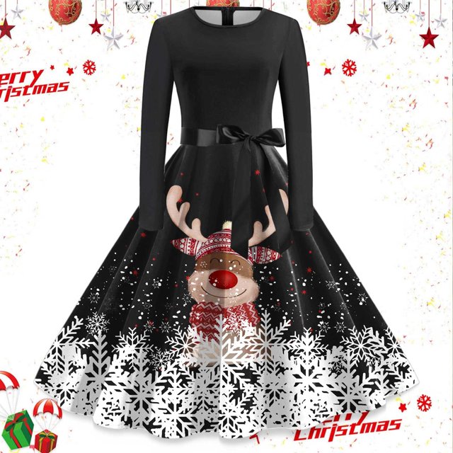 Vestidos Casuales Para Mujer 派对 Moda Femenina Casual Navidad Cuello En V Mujeres Navidad Gráfico Elegante Vestidos Sin Mangas Moda Sexy Floral