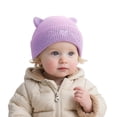 thumbnail image 2 of Baby Knit Beanie Cat Ear, Toddler Newborn Winter Warm Cute Ears Love Heart Embroidered Infants Cap, Purple 0-6 Months, 2 of 8