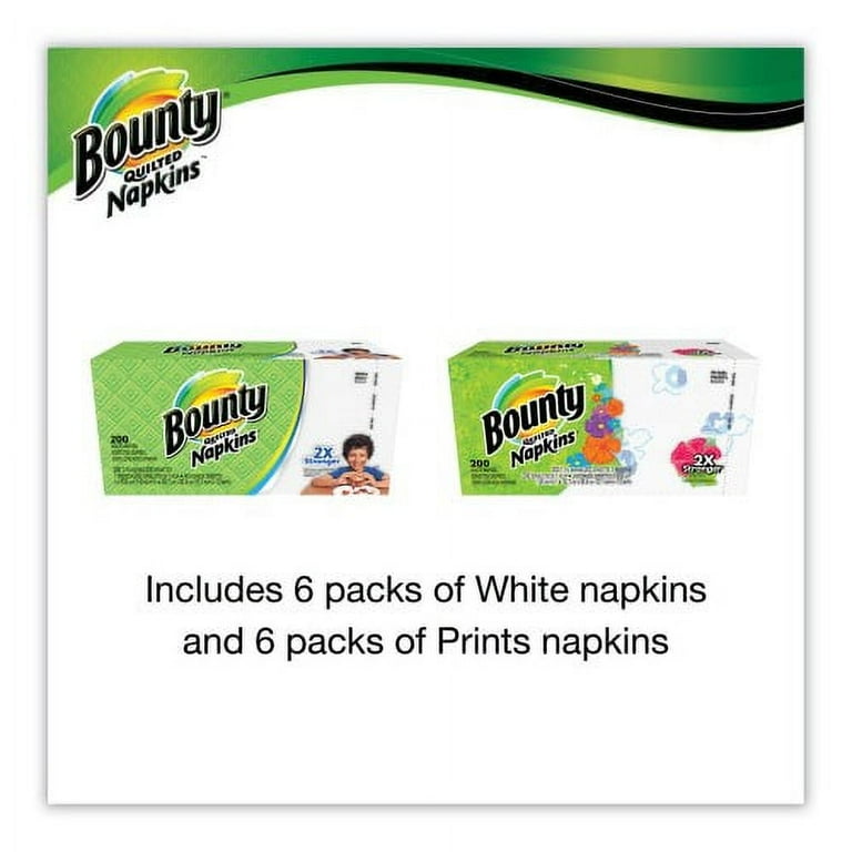 Quilted Napkins, 1-Ply, 12 1/10 x 12, 6 PK/Print, 6 PK/White, 200/PK, 12 PK/CT Quilted Napkins, 1-Ply, 12 1/10 x 12, 6 PK/Print, 6 PK/White, 200/PK, 12 PK/CT