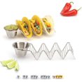 thumbnail image 1 of Soporte para tacos con taza de salsa - Acabado cromado - Acero inoxidable 18/8 de primera calidad - Capacidad para 3 tacos duros y blandos - Cinco estilos disponibles - Juego de 2 rejillas de 2lbDepot Ormromra WMZL-754-3, 1 of 7