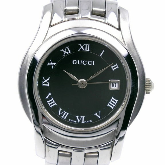 Pre-Owned Gucci GUCCI Watch 5500L Stainless Steel Quartz Analog Display Black Dial... (Fair)
