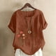 thumbnail image 2 of Camisetas de Manga Corta para las Mujeres Impreso Botón de Manga Corta Camiseta Blusa Poliéster, Ropa Casual Mirar Superior para las Mujeres, 2 of 8