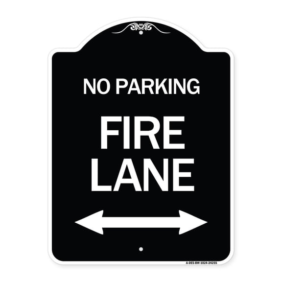 SignMission Designer Series Sign - Colorado Fire Lane (With Bidirectional Arrow) | Black & White 18" x 24" Heavy-Gauge Aluminum Architectural Sign | Made in the USA