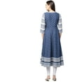 thumbnail image 2 of Yash Gallery Women's Cotton Slub Printed Angrakha Kurta (Blue), 2 of 5