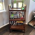 thumbnail image 6 of 100% Solid Oak Wood 3-Tiers Ladder Shelf, Small Bookcase, Ladder Bookshelf, End/Side Table for Living Room, Display Storage Open Shelf for Bedroom Kitchen Bathroom (Walnut Color), 6 of 10