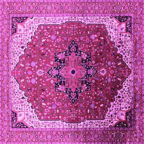 Ahgly Company Indoor Square Oriental Pink Industrial Area Rugs, 8' Square