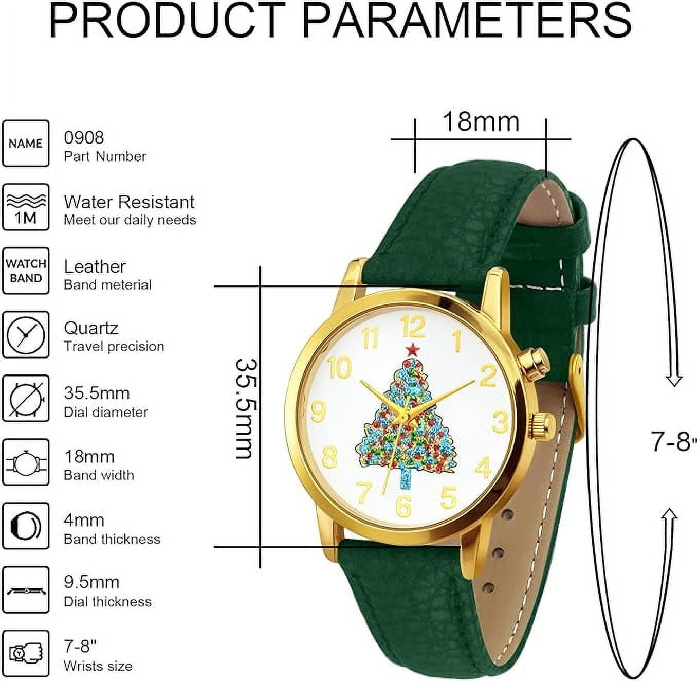 Blekon Collections Women's Quartz 36mm Case Christmas-Themed Leather Two Piece Strap Watch
