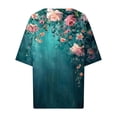 thumbnail image 4 of Button Down Shirts for Women Summer 2026 Boho Floral Printed Short Sleeve Tops Cottn Linen Beach Vacation Blouses, 4 of 5