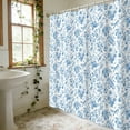 thumbnail image 4 of Watercolor Botanical Geometric Fabric Shower Curtain for Modern Bathroom, 4 of 6