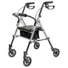 Lumex Set N' Go Adjustable Rollator-Silver Seat Height Adjusts From 18"-22", 14 Pound