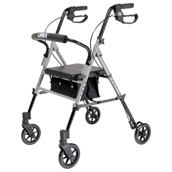Lumex Set N' Go Adjustable Rollator-Silver Seat Height Adjusts From 18"-22", 14 Pound