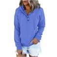 thumbnail image 2 of VerPetridure Women's Casual Hooded Sweatshirts Button Collar Long Sleeve Drawstring Hoodies Pullover Tops Relaxed Fit Pullover Sweatshirts with Pocket, 2 of 6