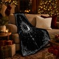 thumbnail image 3 of Sun And Moon Faces Surrounded By Orbital Stars, Cozy Flannel Blanket for Celestial Art Enthusiasts, Serene Mystical Celestial Linework Home Decor for Bedroom and Study, Housewarming Gift, 3 of 9