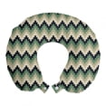 thumbnail image 1 of Abstract Travel Pillow Neck Rest, Digitally Generated Wavy Zigzags Pattern, Memory Foam Traveling Accessory Airplane and Car, 12", Eggshell Laurel Green, by Ambesonne, 1 of 2