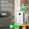 thumbnail image 2 of Behome Dehumidifier, 95OZ Dehumidifiers for Home (646 Sq.Ft), Auto Shut off Smart Dehumidifiers for Bedroom Basement Bathroom,White, 2 of 8