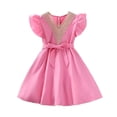 thumbnail image 1 of Qudderr Robes de Princesse pour Filles 4-12 Ans Robe en Dentelle Col en V Été Manches Courtes Robe d'Été pour Filles, 1 of 9