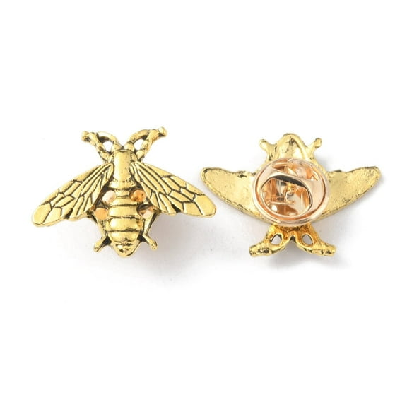 12 pc Alloy Bees Lapel Pin Badge for Backpack Clothes Antique Golden 20x26x3mm Pin: 1mm