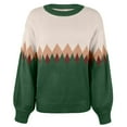 thumbnail image 5 of sususu Womens Fair Isle Sweater Oversized Knitted Sweaters Long Sleeve Boat Neck Colorful Loose Pullover Jumper Tops,A05-Green,XXXL, 5 of 6