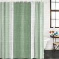 thumbnail image 2 of Vintage Green Striped Bathroom Shower Curtains with 12 Hooks Polyester Waterproof Shower Curtain for Stalls and Bathtubs Farmhouse Modern Stripes Boho Texture Decorative Bathroom Curtain 36x72 Inches, 2 of 9