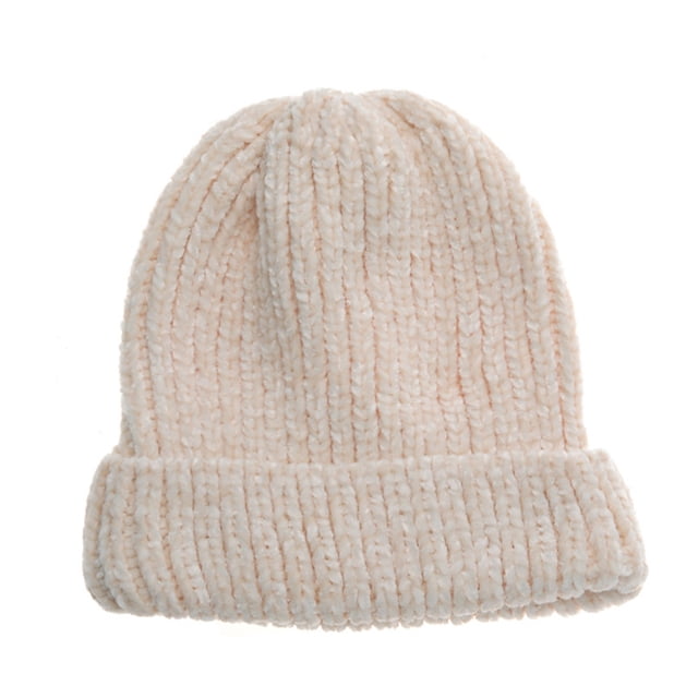 Gorros de lana para hombres y mujeres, gorros gruesos de invierno, medias cálidas, gorro de lana de chenilla con panel claro de color sólido