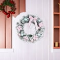 thumbnail image 5 of Evergreen Pine Wreath Artificial Greenery Christmas Garland Real Touch Natural Cedar Garland with Pink Bow Front Door Wall Window Decoration Christmas Decor 15.7 inch, 5 of 6
