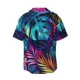 thumbnail image 6 of Lafuoo Colorful Tropical Leaves Pattern Men's Cuban Collar Short Sleeve Shirt, Button-Down Resort Beach Pocket Shirt-4X-Large, 6 of 7